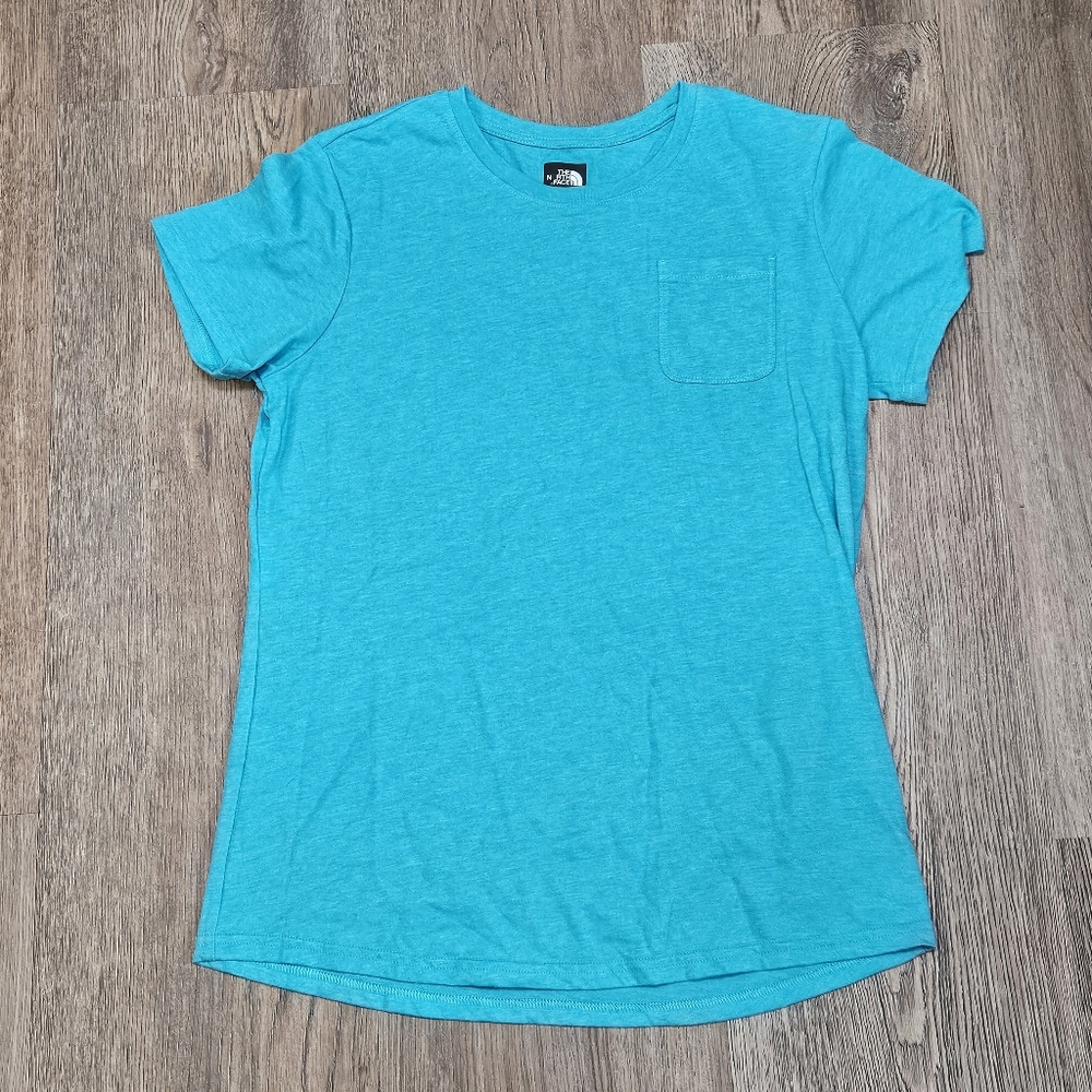 The North face Turquoise Girls Xl Top T-shirt Blue Short Sleeve Pocket Youth